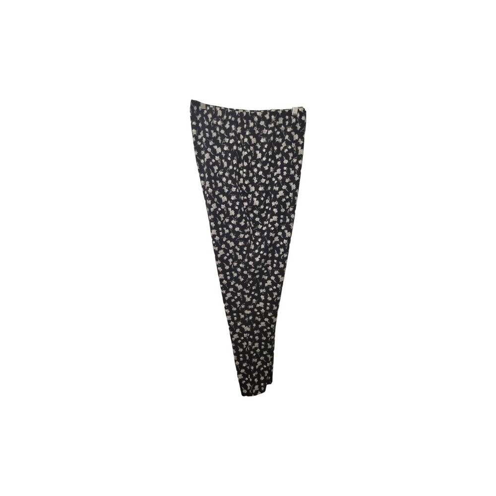 Woman Within Leggings Women 2X Black Plus Leaf Floral